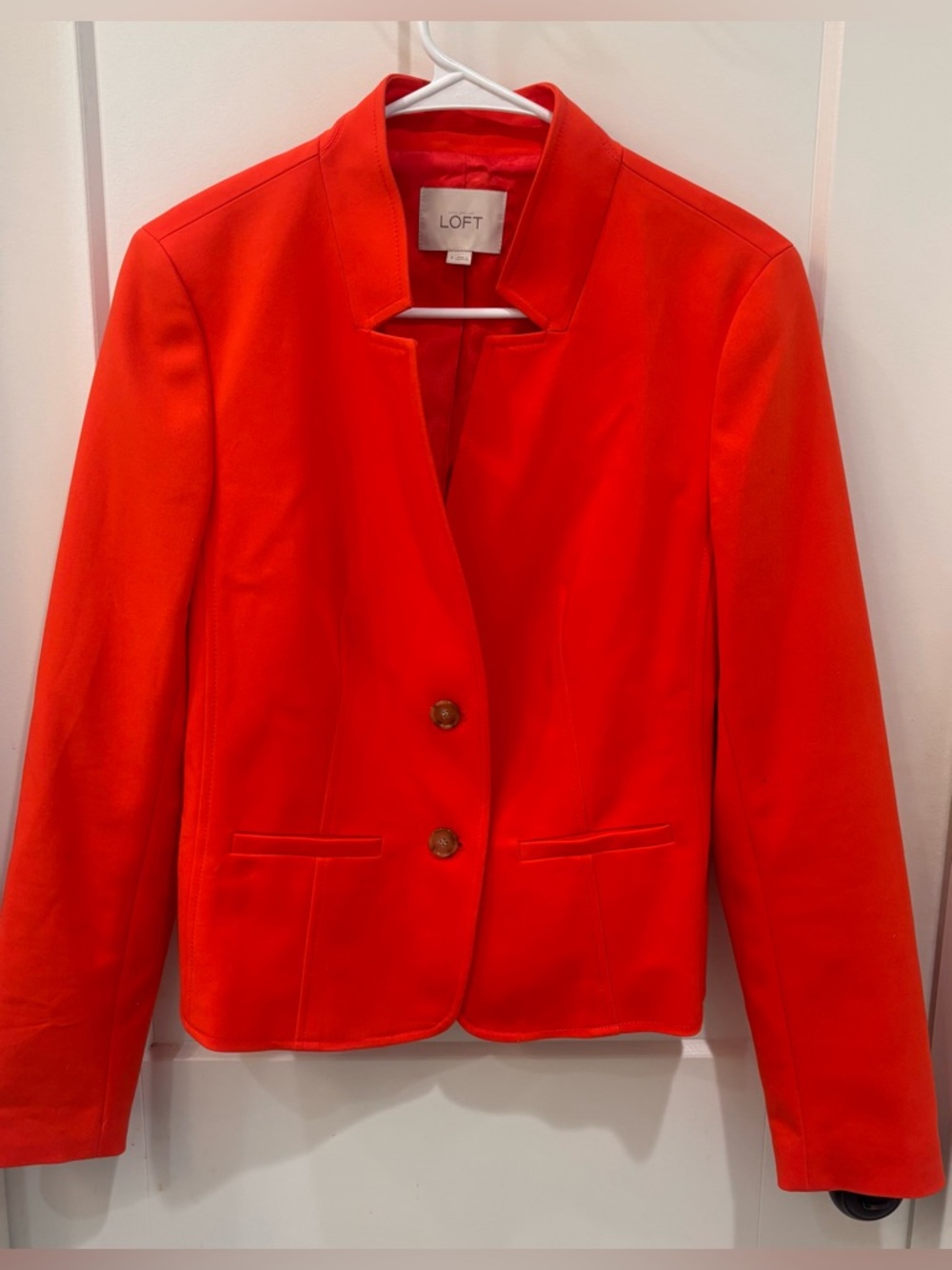 LOFT Women's Red/Poppy Tailored Collarless Blazer. Size 4 in mint condition